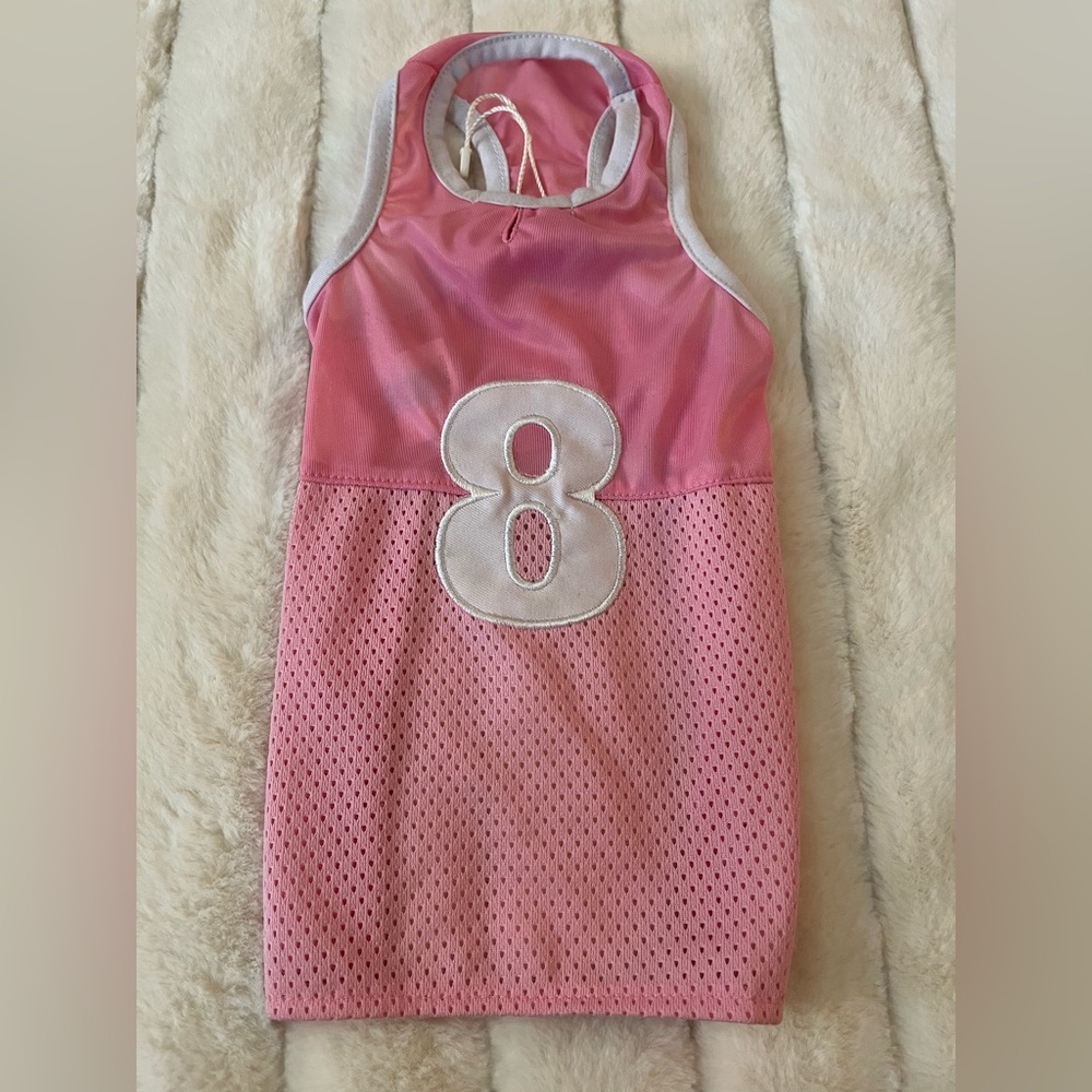 *SOLD!* puppy paw football jersey SMALL DOG | size: S | color: pink
